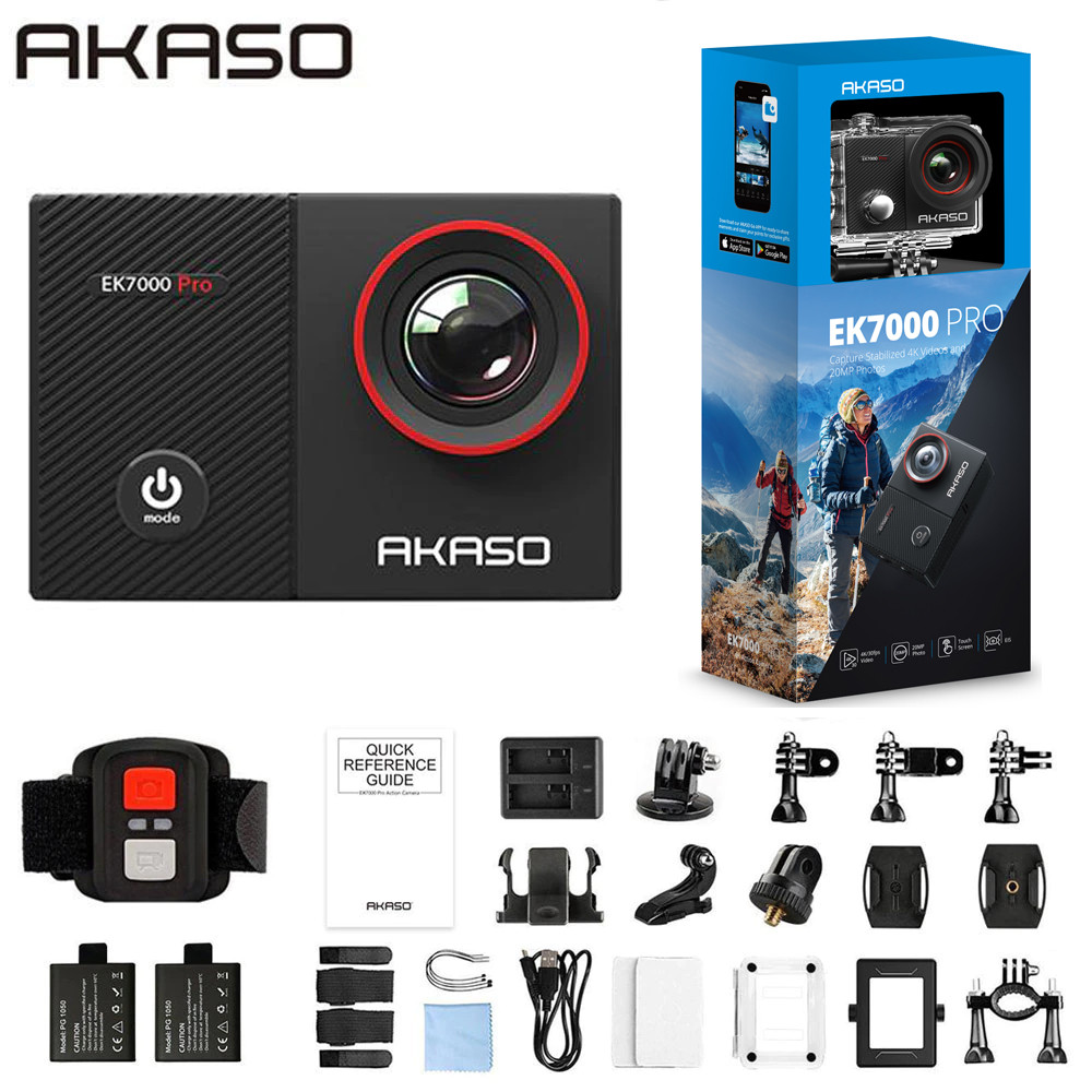 AKASO 4K Action Camera EK7000 Pro Touch Screen Sports Camera EIS Adjustable View Angle 40m Waterproo