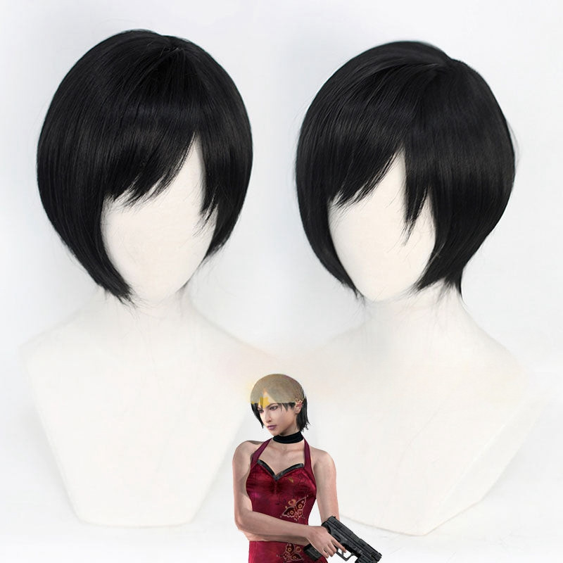 Anime Evil Ada Wong Cosplay Wig Halloween Synthetic Hair Heat Rent Wigs