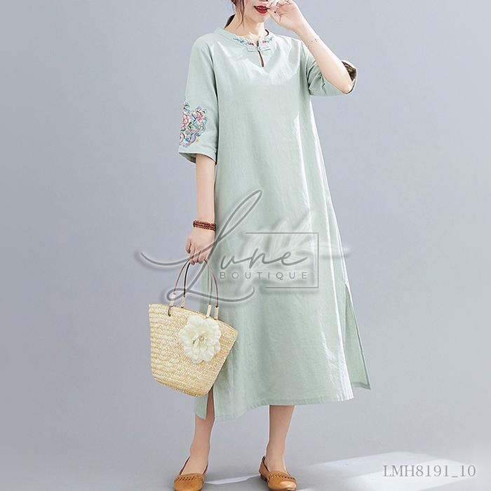 Dress Terusan Wanita Tunik Model Loose Cheongsam Modern