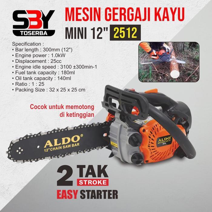 Mesin Gergaji Kayu Mini 12" ALDO / Mesin Gergaji Chainsaw / Mesin Chainsaw Mini