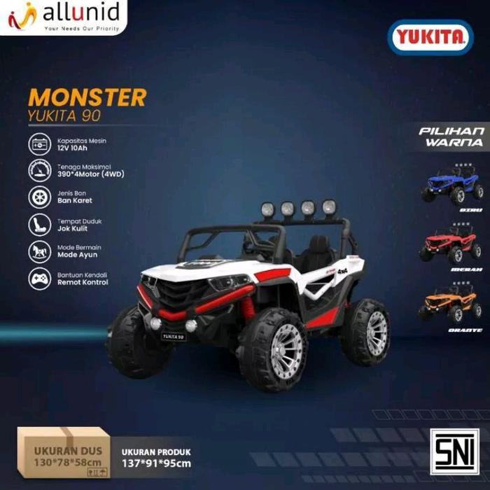 MOBIL AKI YUKITA 90 MONSTER - MAINAN MOBIL AKI ANAK BAN KARET - Putih
