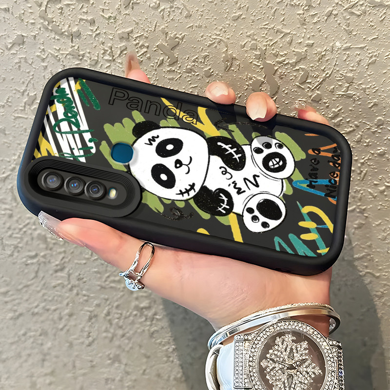 Casing Hp VIVO Y17 Y15 Y12 Y12i Y3 Y3s 2020 Case Casing Panda kecil yang rusak pola Kasus HP Tangga 