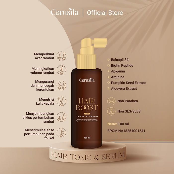 [BUNDLE HAIR TONIC & HAIR OIL] CARUSILA Hair Boost 2in1 Tonic & Serum Lush & Glow Hair Oil Minyak