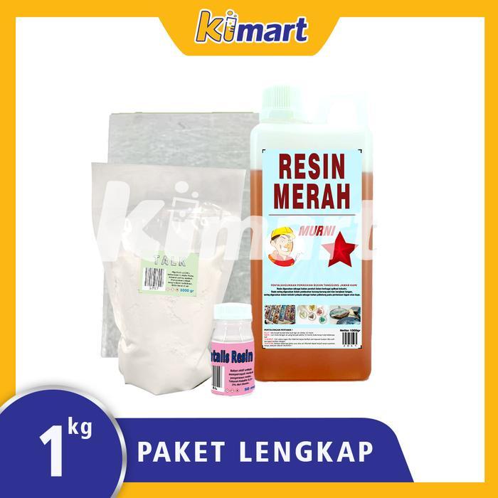 Paket Lengkap Resin Merah 1Kg Katalis Talk Fiber Matt