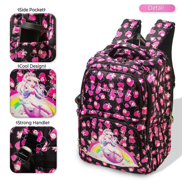 Tas Ransel Anak Perempuan Motif Cantik POLO FOX 19" Tas Sekolah, Tas Jalan Santai
