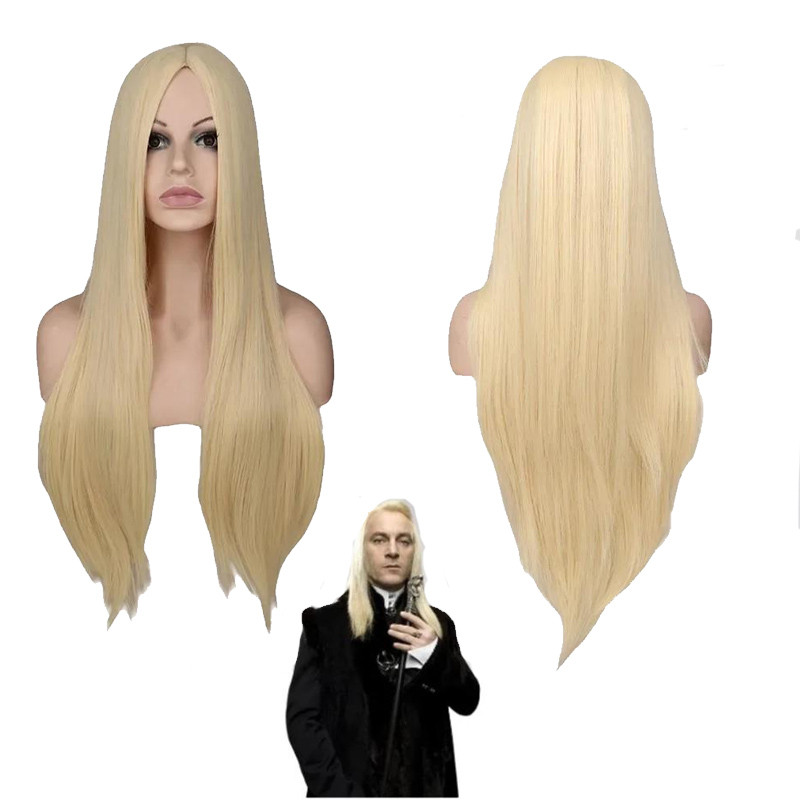 Lucius Malfoy Cosplay Wig Blonde Long Straight Hair Halloween Synthetic Wigs