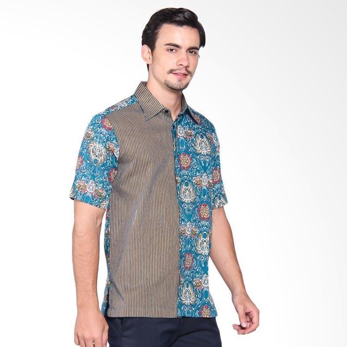 TERLARIS Adikusuma By Arjuna Weda Hem Batik Pria Motif Lurik Kembang - Bahan Katun Lengan Pendek