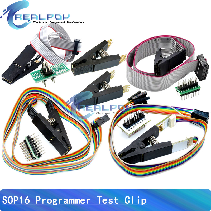 Programmer Testing Clip Sop16 Sop Soic 16 Soic16 Pin Ic Test Clamp Sop16 To Dip8 Flash Clip For 25