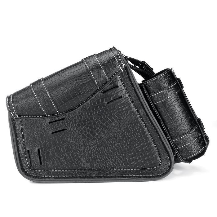 TAS SADDLE SEPEDA MOTOR SEPEDA MOTOR BLACK LEATHER SADDLE BAG PANNIER