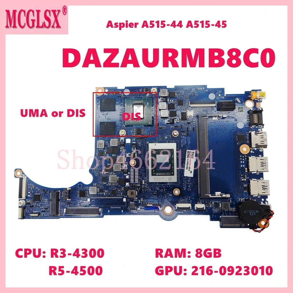 Dazaurmb8C0 With R3-4300U R5-4500U Cpu 4Gb/8Gb-Ram Laptop Motherboard For Acer Aspire A515-45