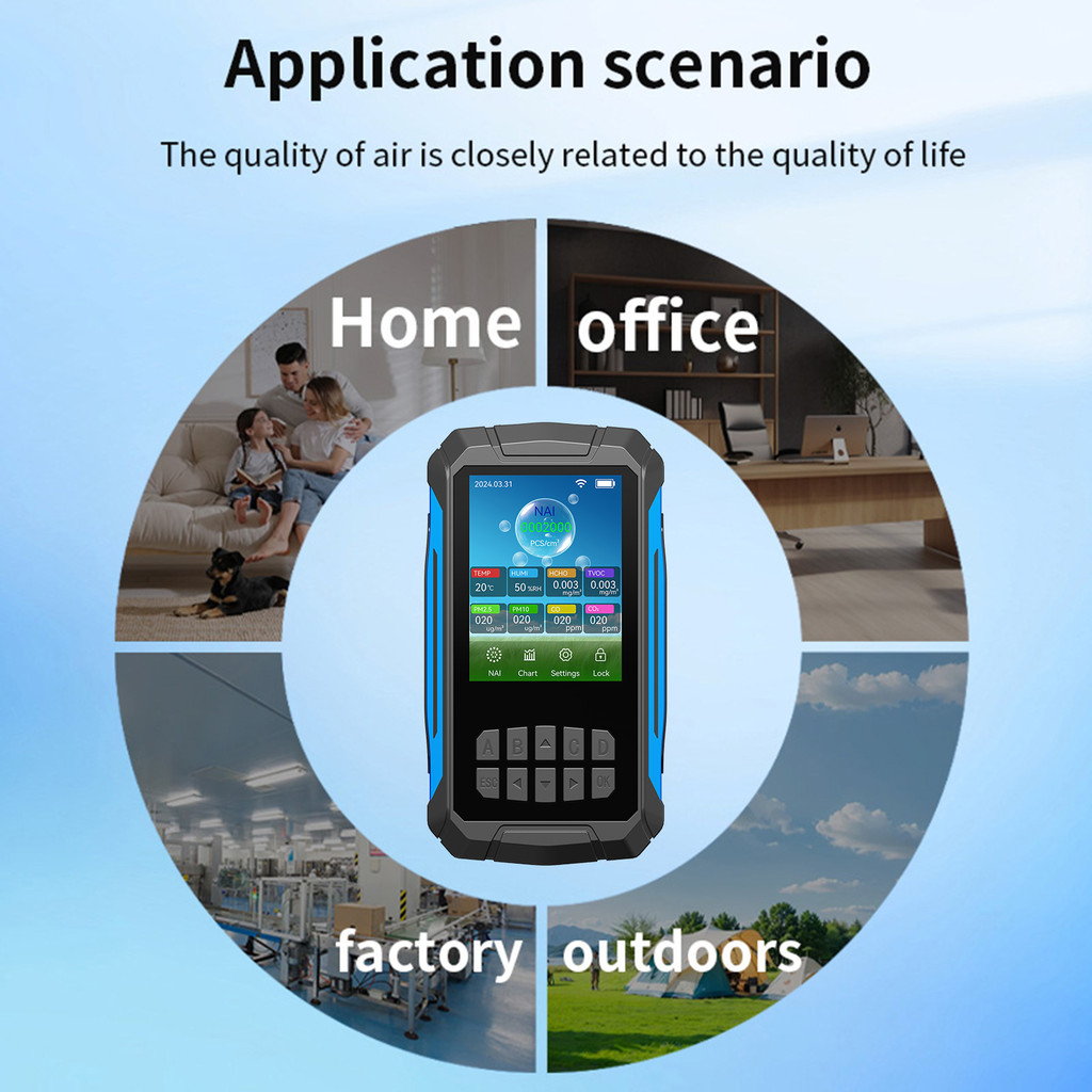 AIR QUALITY DETECTOR IONIZER METER ALARM FUNCTION PORTABLE AIR TESTER WITH NEGATIVE ION
