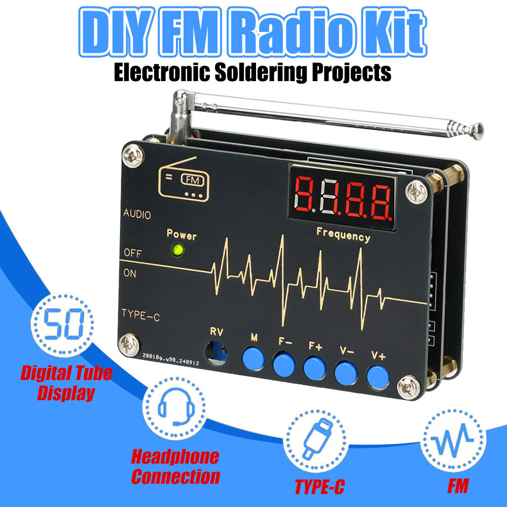RDA5807M Radio DIY Electronic Kit FM Radio 87-108MHz with Digital Tube Display Microcontroller