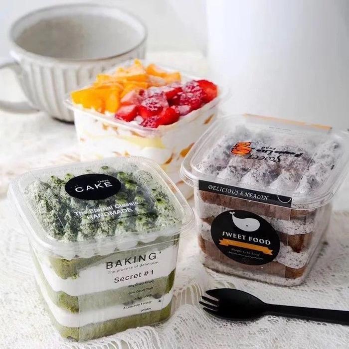 Cup Puding Thinwall Kotak Isi 10Pcs / Cup Puding Kotak / Gelas Puding Kotak