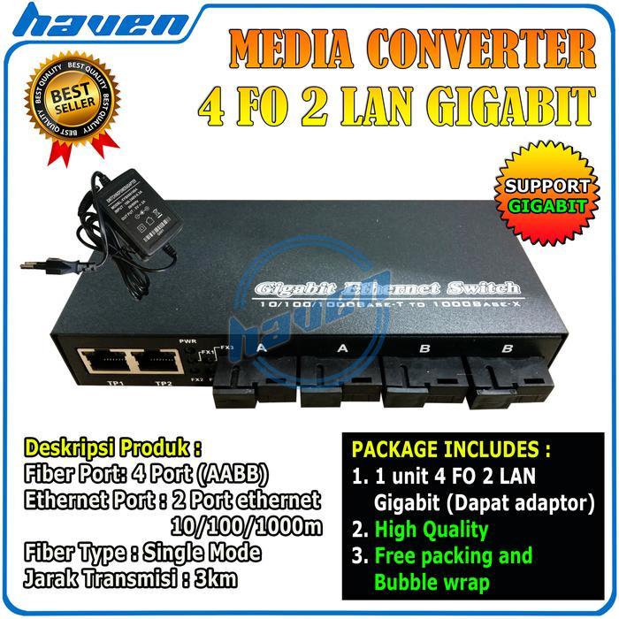 Switch Fiber Optik Ethernet Fiber Switch Gigabit 4 Fo 2 Lan