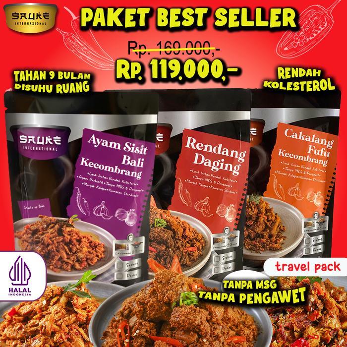 & kemasan SAUKE LAUK SIAP SAJI PAKET BEST SELLER TRAVEL PACK 125GR (3 VARIAN) , LAUK SIAP SAJI