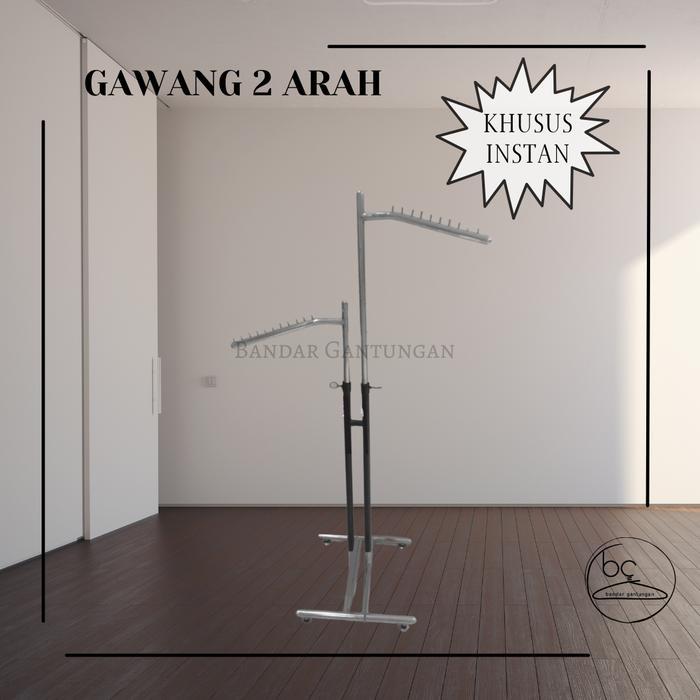 Gawang Baju 2 Arah Display Standing Hanger Baju Besi Gawangan Baju Besi 2 Arah - Bh