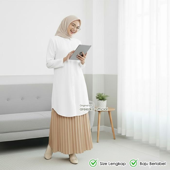Alila Tunik Putih Bersih Katun Toyobo Baju Kerja Putih Tunik Putih Jumbo Tbk