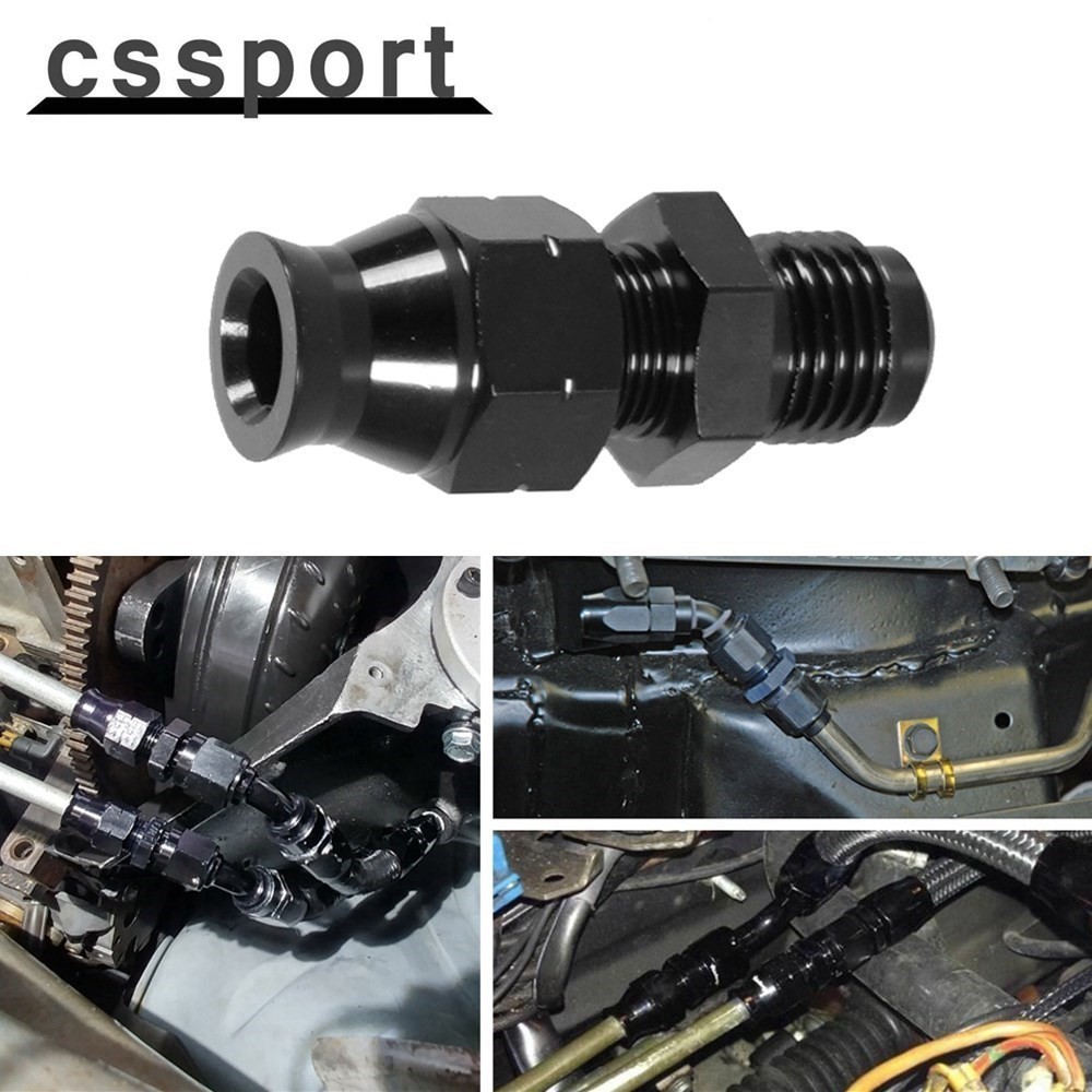 Black AN6 Fuel Hardline Tube Fitting Connector Adapter Male Flare to 3/8" or 5/16" Aluminum Alloy Fu