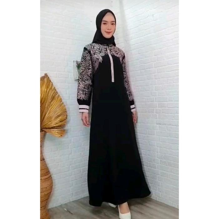SET GAMIS ABAYA HITAM LAROSA 14.094 / DRESS ABAYA BORDIR GAMIS 23.094 LAROSA BUSANA SET HIJAB /