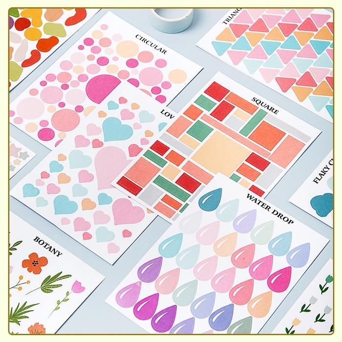 Stiker Warna Untuk Dekorasi DIY/Stiker Dekorasi Buku Harian DIY - Qiqi Treasure