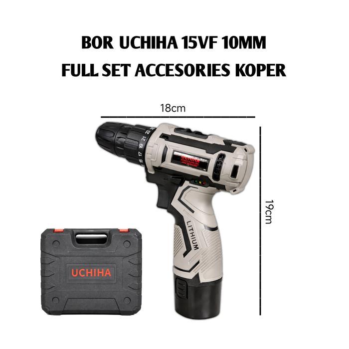 Uchiha Mesin Bor Baterai Kayu Besi Obeng Elektrik Cordless Drill 15Volt 2.5Ampere 25 Mode Torsi