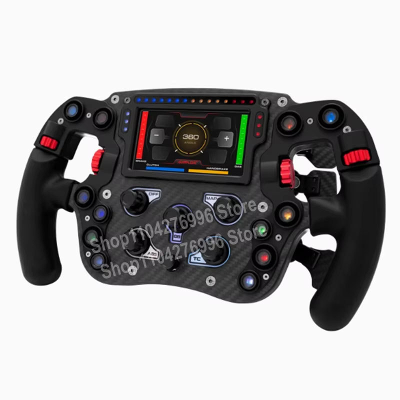 PC Formula Steering Wheel Racing Simulator Steering Wheel Carbon Fiber Steering Wheel with 4.3"