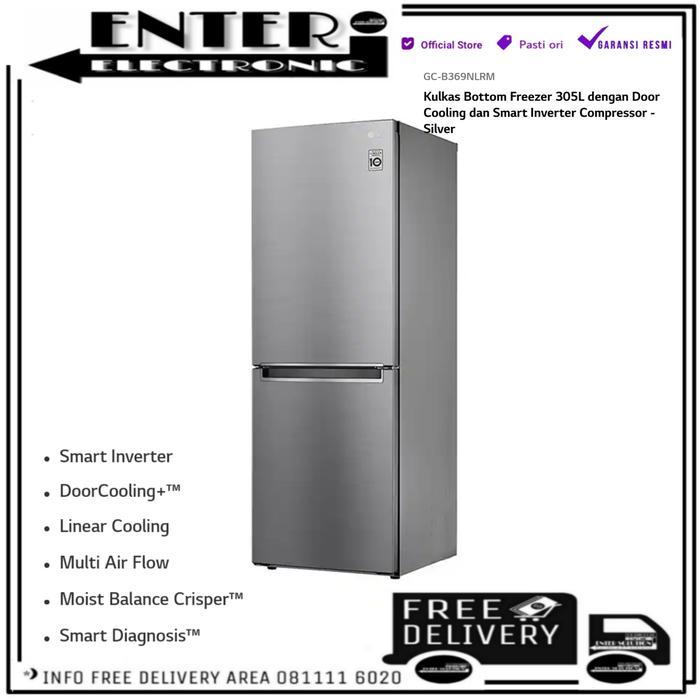 LG GCB369NLRM - KULKAS BOTTOM FREEZER BAWAH INVERTER LG GC B369NLRM