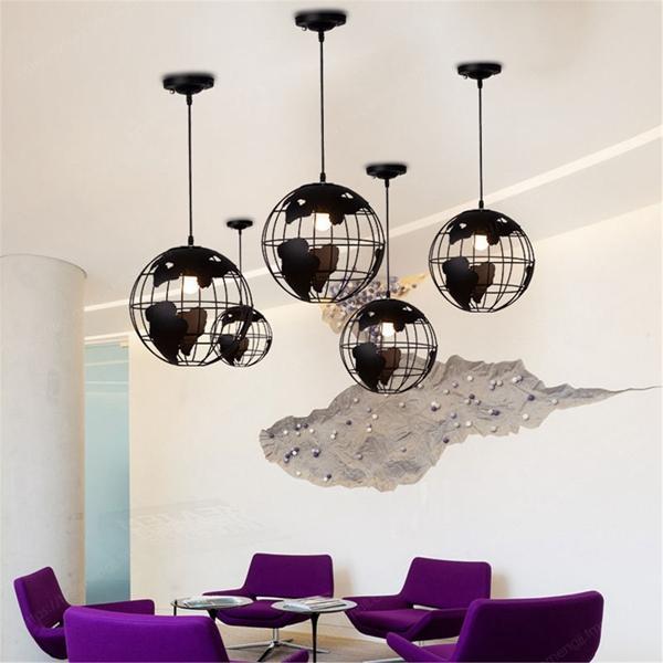 MODERN WORLD MAP GLOBE PENDANT CHANDELIER HANGING LAMP HOME