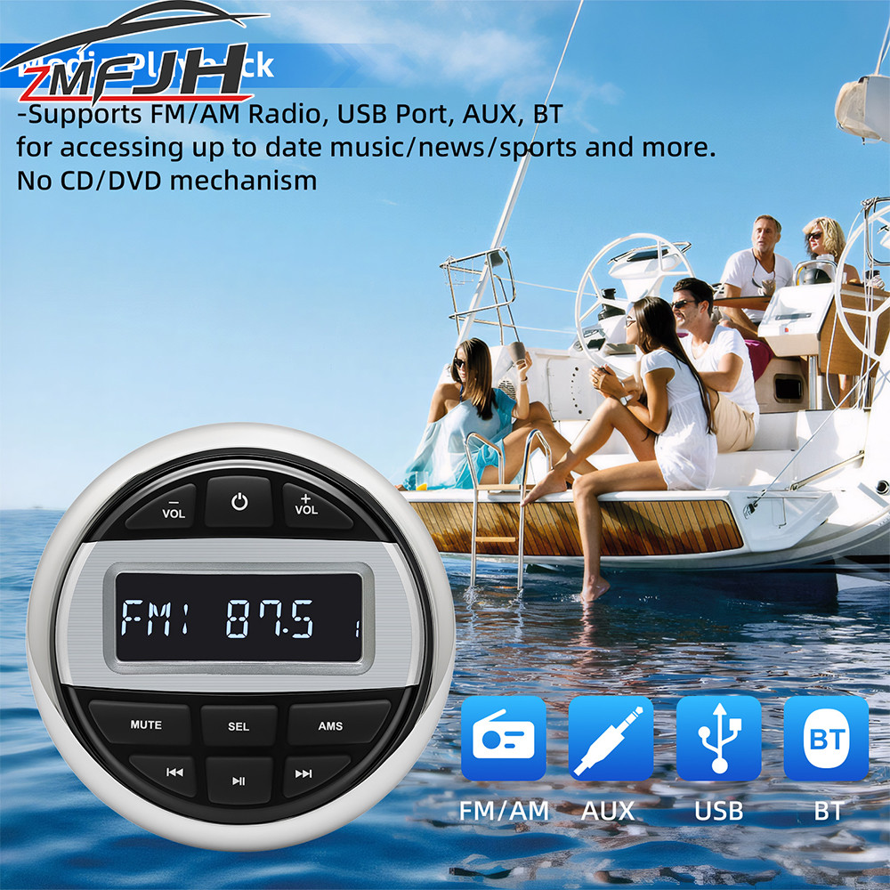 Terbaik Marine Boat MP3 Radio Stereo Waterproof FM AM Radio Receiver Digital Media Player Bluetooth-