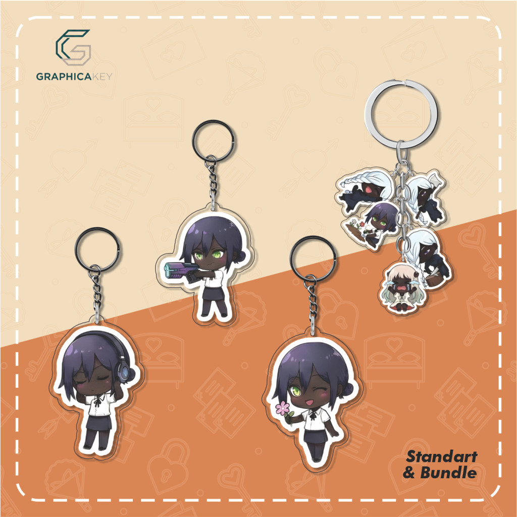 Ganci / Gantungan Kunci Akrilik ANIME PENGHITAMAN WAIFU
