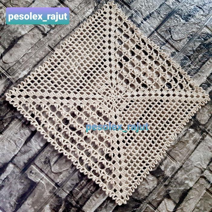 taplak meja segi empat rajut handmade - 3