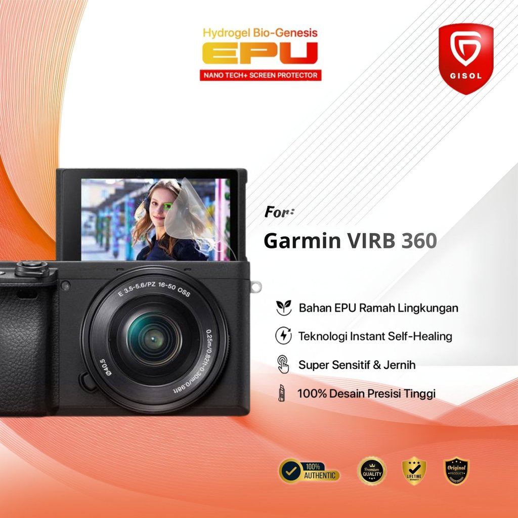 ORI GIN ALL BIO-HYDRO EPU Hydrogel Anti Gores for Garmin VIRB 360 Kualitas Tingi Protection Film Cle