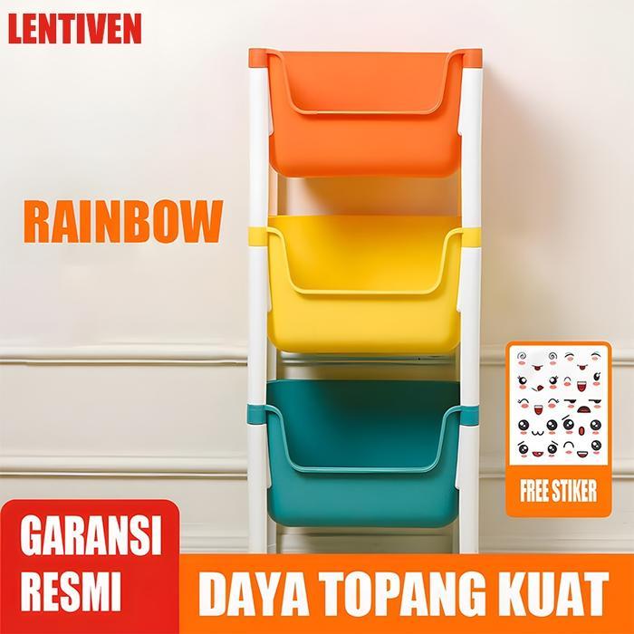 Informa - LENTIVEN Rak Susun Penyimpanan Terbuka Serbaguna Rak Trolley Susun Dengan Roda Rak Buku