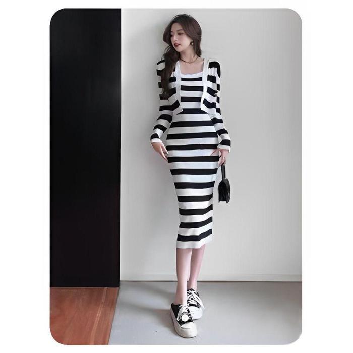 Zero Rajut Store - Set Dress Rajut Cardigan Dress Sleeveless Cardigan Long Sleeve #4515
