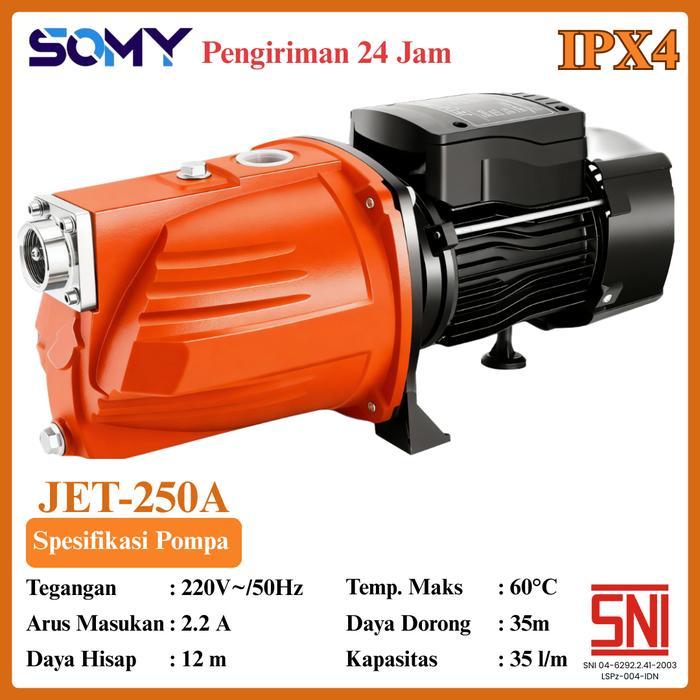 SOMY Pompa Air Jetpump JET Pump JET-250A Komplit Jet Pump Pompa Air Sumur Mesin Air JetPump Rumah