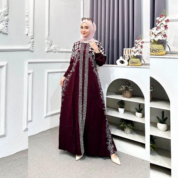 Best Seller Naya Batik - Gamis Twill Ori Premium 2025 Berkualitas Motif Garis Batik Cap Malaman