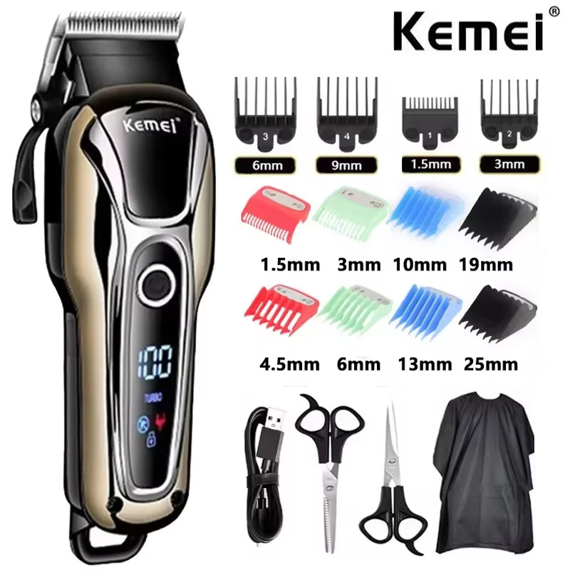 Kemei 1990 new hair clipper professional hair clipper men's hair clipper electric trimmer LCD