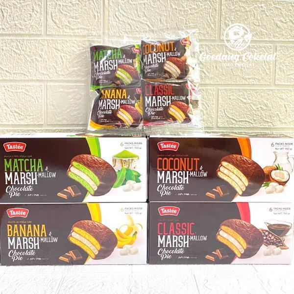 Promo Tastee Marshmallow Chocolate Choco Pie Matcha Banana Classic Coconut 150gr / 1Box Isi 6pcs