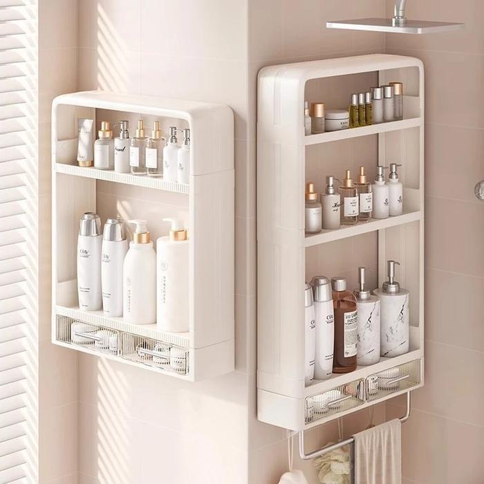 KAMAR MANDI AESTHETIC STORAGE KAMAR MANDI LEMARI PLASTIK KAMAR MANDI RAK MANDI TEMPEL TERTUTUP RAK