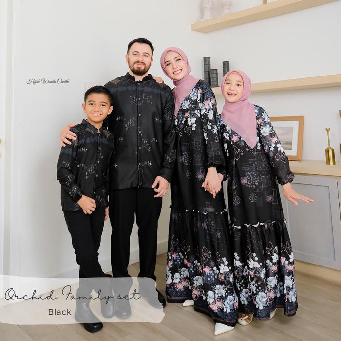 PREMIUM Hijabwanitacantik - Orchid Black Series Family Set Sarimbit Lebaran
