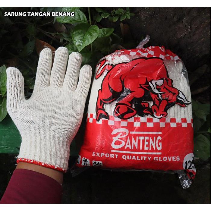 Stok Baru Sarung Tangan Benang 6 putih merk Banteng isi 12 psg - sarung tangan rajut - sarung tangan