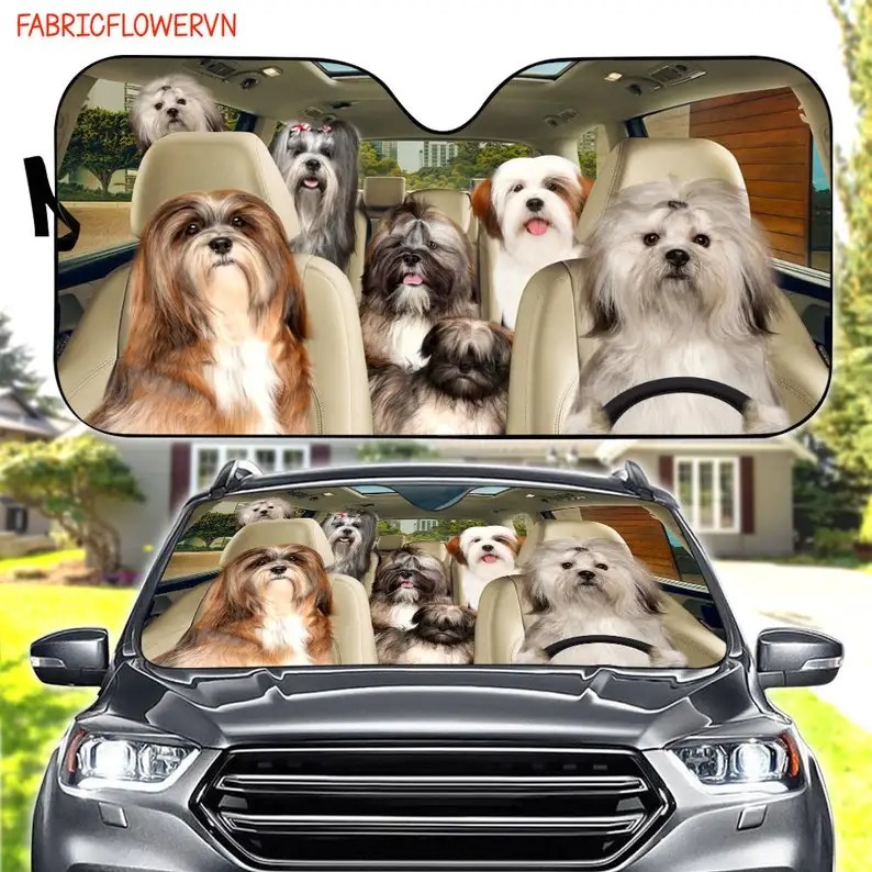 Lhasa Apso Car Sunshade, Lhasa Apso Car Decoration, Lhasa Apso Windshield, Dog Lovers Gift, Dog Car 