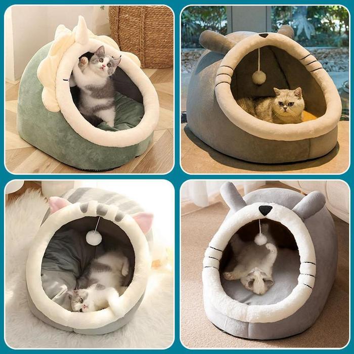 Tempat Tidur Kucing dan Anjing - Tempat Tidur Sarang Hewan Peliharaan, Bentuk Lucu, Rumah Kucing