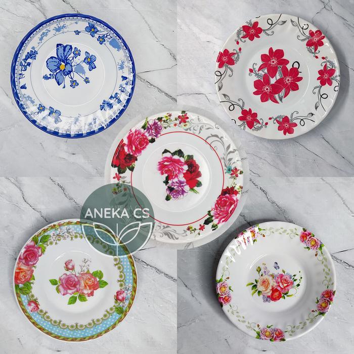 Piring Makan Melamin 9 Inch - Piring Melamin Motif Bunga - DS9 49