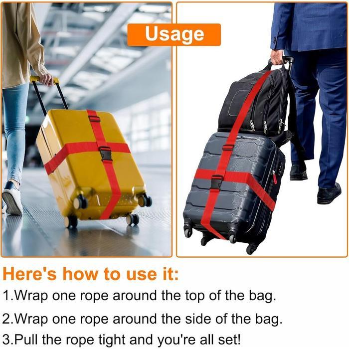 Tali Koper Silang Ganda Pengikat Koper Luggage Belt Strap Kuat untuk Perjalanan Aksesoris Koper