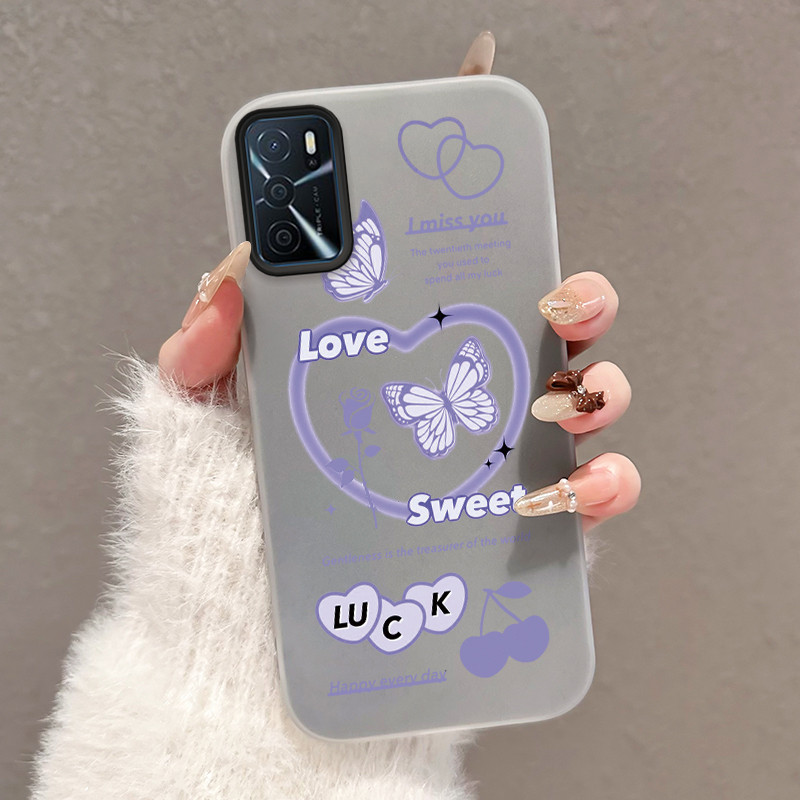 Casing Hp Untuk OPPO A16 OPPO A16s OPPO A54s Case Casing Pola kupu-kupu ungu Cesing HP Kasing Jelly 