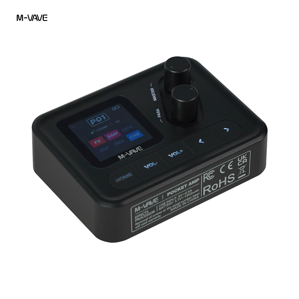 M-VAVE Pocket AMP Mini Guitar Bass Amp 1.54 LCD Color Screen 1450mAh Custom Multi-Function APP