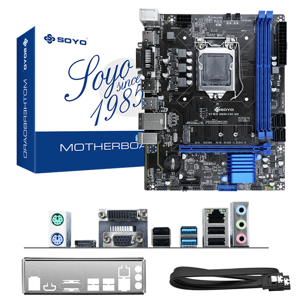 SOYO H81 Motherboard With RAM DDR3 8G*2 i3 4160 CPU LGA 1150 Support I3 I5 I7 M.2 Slot VGA