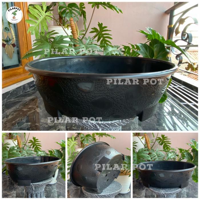 Pot Bunga Tanaman Bonsai Oval 50 Cm Hitam Bahan Tebal - BONSAI OVAL 10 HITAM
