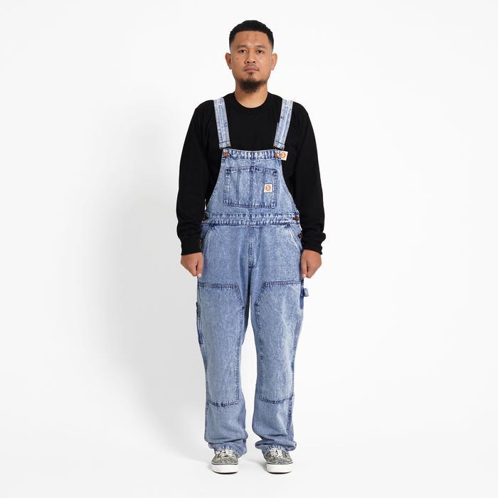 Superego - Overall Carpenter Double Knee Denim Loose Straight Snow Light Blue OVA01A